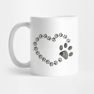 Made of paw print heart. Happy Valentine's day design Mug